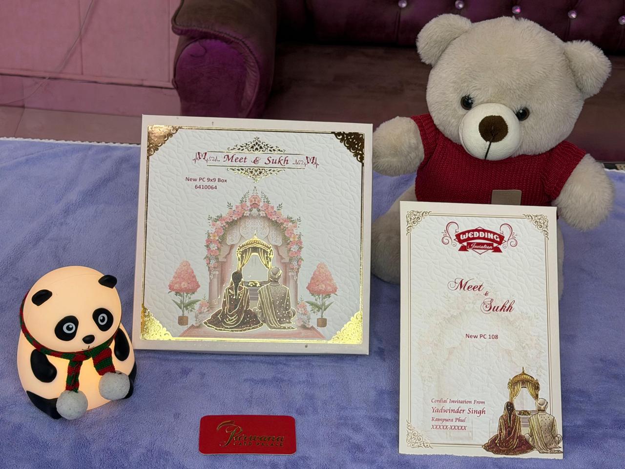 Wedding invitation with floral mandap design